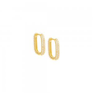 Pave Oval Huggie Earring