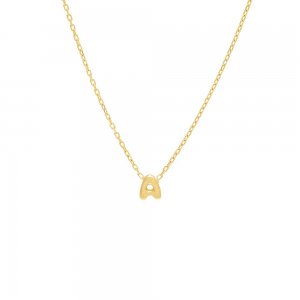 Solid Bubble Letter Initial Necklace