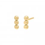 Petite Triple Bead Stud Earring 14K