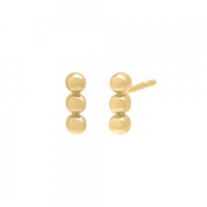 Petite Triple Bead Stud Earring 14K