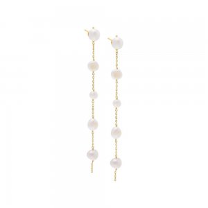 Large Pearl Chain Drop Stud Earring