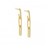 Pave Paperclip Drop Stud Earring