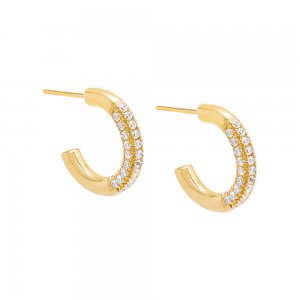 Pave Accented Hoop Earring