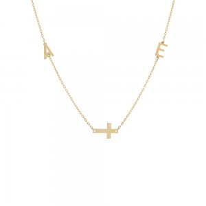 Solid Cross \u0026 Double Initial Necklace