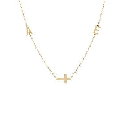 Solid Cross \u0026 Double Initial Necklace