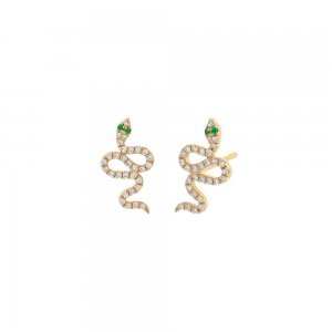 Diamond Pave Snake Stud Earring 14K