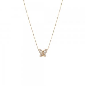 Diamond Baguette X Pave Butterfly 14K