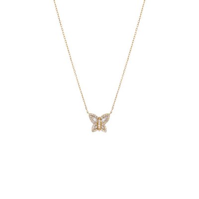 Diamond Baguette X Pave Butterfly 14K