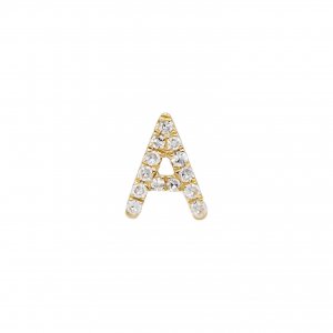 Diamond Initial Stud Earring 14K