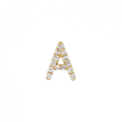 Diamond Initial Stud Earring 14K