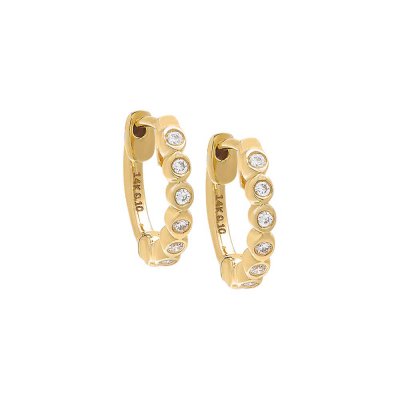 Diamond Mini Bezel Huggie Earring 14K