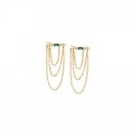 CZ Bar Chain Drop Stud Earring