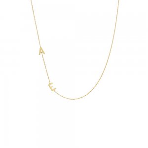 Solid Double Initial Necklace 14K