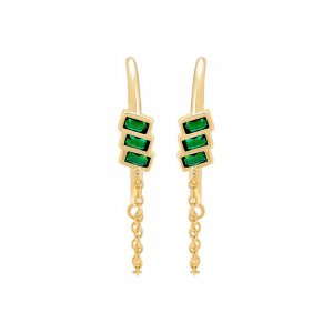 Triple Baguette Claw Stud Earring