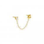 Colored Double CZ Chain Stud Earring