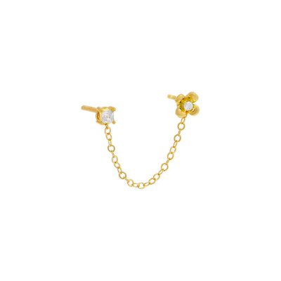 Colored Double CZ Chain Stud Earring