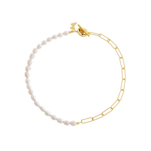 Toggle Pearl X Paperclip Chain Anklet