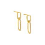 Double Pave Paperclip Drop Stud Earring