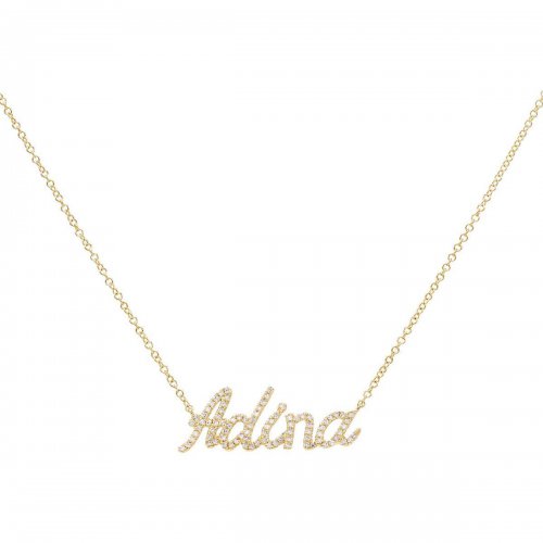 Diamond Script Name Necklace 14K