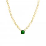 Square Emerald X Teardrop Bezel Tennis Necklace