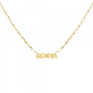 Solid Bubble Name Link Necklace