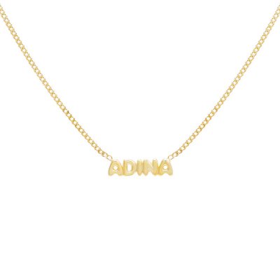 Solid Bubble Name Link Necklace