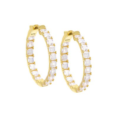 Princess Cut Eternity Hoop Earring