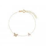 Diamond Pave Butterfly Initial Bracelet 14K