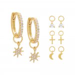 Multi Changer Charm Huggie Earring Combo Set