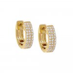 Diamond Triple Row Huggie Earring 14K