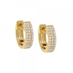 Diamond Triple Row Huggie Earring 14K