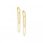 Pave Long Chain Huggie Earring