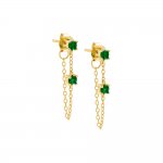 Colored Double Solitaire Chain Stud Earring