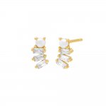 Pearl Baguette Curved Bar Stud Earring