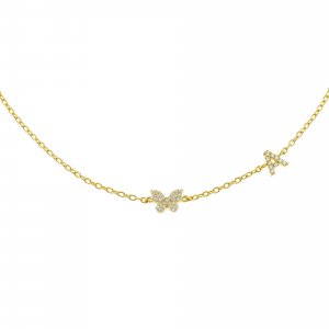 Pave Butterfly Initial Choker