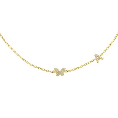 Pave Butterfly Initial Choker