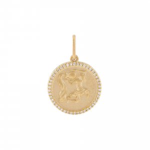 Diamond Zodiac Coin Charm 14K