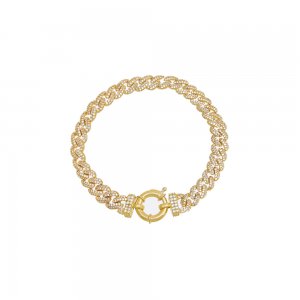 Pave Chain Link Toggle Bracelet