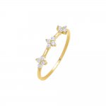 Four Leaf Flower CZ Ring