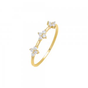 Four Leaf Flower CZ Ring