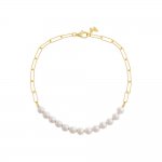 Chunky Pearl X Paperclip Chain Anklet