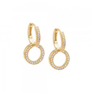 Pave Double Loop Huggie Earring