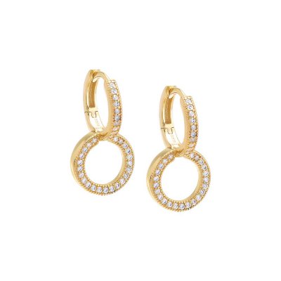 Pave Double Loop Huggie Earring