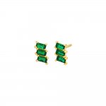 Colored Mini Triple Baguette Stud Earring