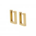 Single Diamond Square Huggie Earring 14K