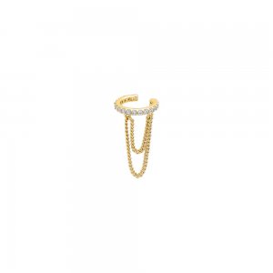 Pave Double Drop Chain Ear Cuff