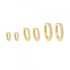 Triple Pave Huggie Earring Combo Set