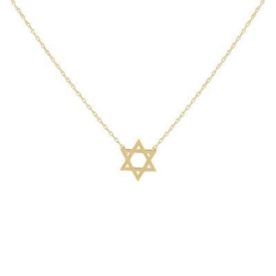 Solid Star of David Necklace 14K