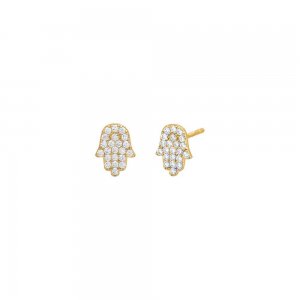 Pave Mini Hamsa Stud Earring