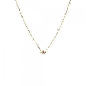 Petite Diamond X Sapphire Evil Eye Necklace 14K